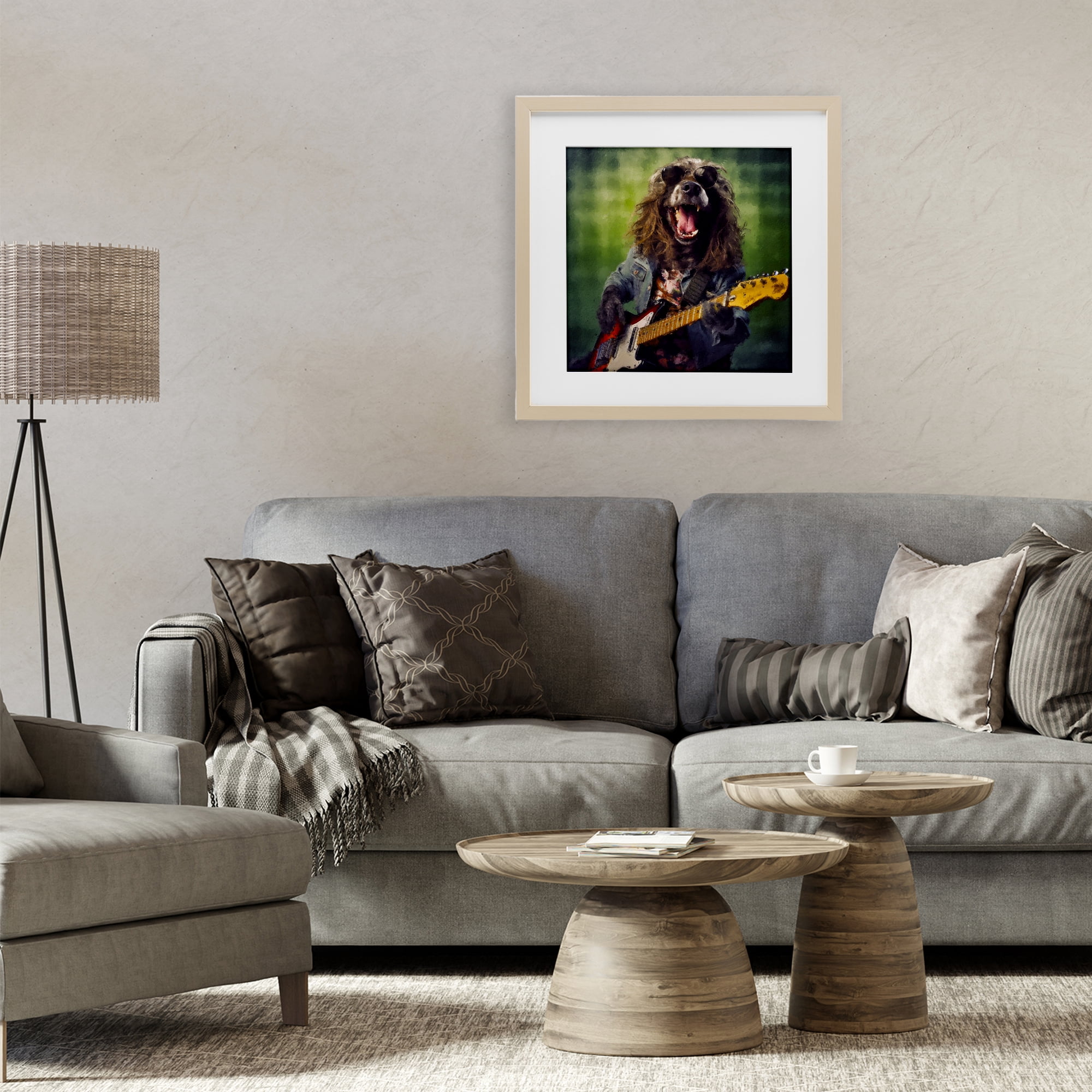 Musician Mutt Halen Birch Framed Print Under Glass, design by Sean Parnell