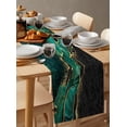 thumbnail image 6 of Table Runner Dresser Scarves 72 Inch Long, Modern Peacock Green Black Texture Linen Dining Table Runners Abstract Marble Stone Texture Tabletop Scarf for Wedding Holiday Party Kitchen, 6 of 7