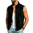 thumbnail image 4 of Maqroz Mens Outerwear Vests Faux Suede Sleeveless Jacket Stand Collar Zip Up Daily Coat with Pockets Black,M, 4 of 6