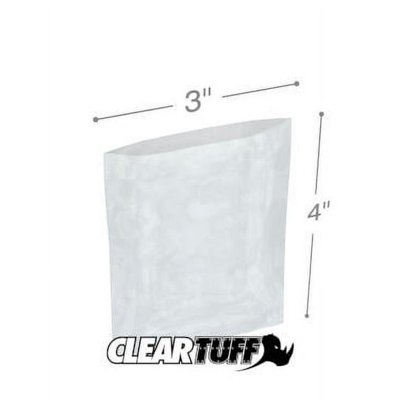 ClearTuff - 3" x 4" 2 Mil Flat Poly Bags - 1000/Case (6 Cases)