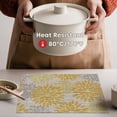 thumbnail image 5 of Sm:)e Floral Vinyl Placemats Set of 6, Heat Resistant Non-Slip Place mats for Dining Table, Washable Durable PVC Vinyl Woven Table Mats, Yellow, 5 of 7