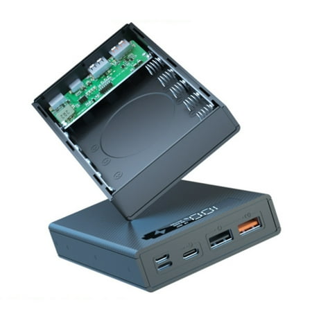 

5X18650 Power Bank Case Detachable Holder Charging Box Charge DIY Shell QC3.0 PD Quick Charger Black