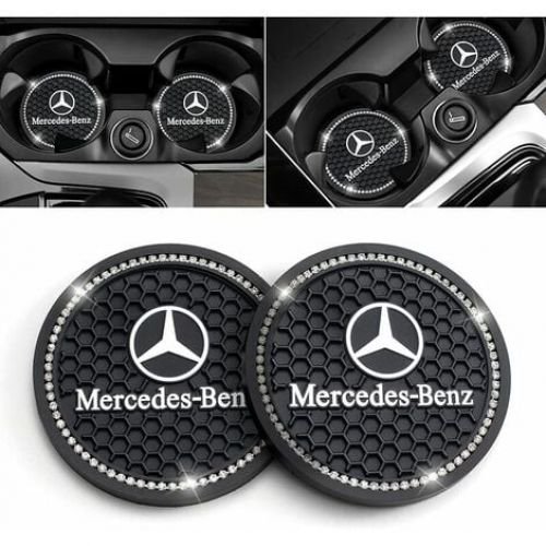 Posavasos Bling para bebidas de coche, accesorios brillantes para el interior del coche, posavasos de silicona antideslizante con diamantes de imitación para Mercedes-Benz A Clase C CLA CLS AMG GLC