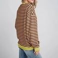 thumbnail image 3 of Honeeladyy Womens Striped Long Sleeve Shirt Trendy Oversized Sweashirt Crewneck Tops for Tennis Golf (Coffee,S), 3 of 4
