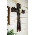 thumbnail image 5 of Rustic Faux Wood Logs Western Longhorn Bull Cow Skull Wall Cross Decor Plaque, 5 of 6