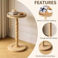 thumbnail image 7 of Rattan Round Side Table, Solid Wood Drink Table,Rubberwood‌ Small Drink Table for Small Spaces, Solid Wood Pedestal Coffee Tables, End Tables for Living Room, Sofa , Bedroom, 7 of 7