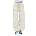 thumbnail image 2 of new style women's overalls women's solid color drawstring low waist loose trousers with pockets y2k loose streetwear-As photo shows_c-L, 2 of 7