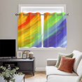 thumbnail image 5 of Abstract Ombre Colored Kitchen Curtains Short 45 Inch Length, Rainbow Watercolor Painting Art Grommet Top Bedroom Living Room Curtains, Light Filtering Cafe Curtain Drapes 2 Panels Set 84''x45'', 5 of 9