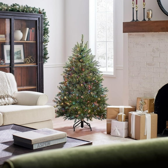 National Tree Dunhill Fir Tree With Multicolor Lights , 4.5 Feet