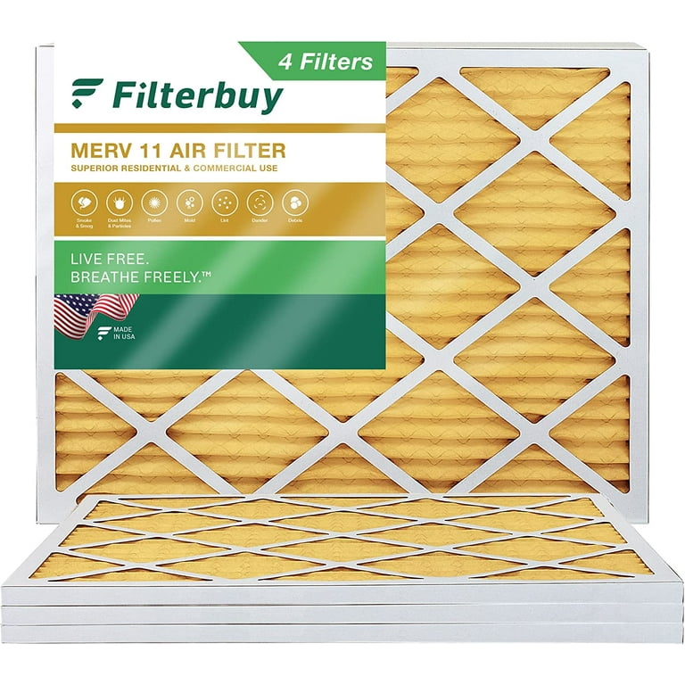 Filterbuy 20x21.5x1 Air Filter MERV 11 Allergen Defense (4-Pack