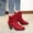 Red, variant on Women Casual Versatile Cool and Eye-Catching Frosted Boots with A Middle Heel and Belt Buckle Thick Heel and Short Boots Black