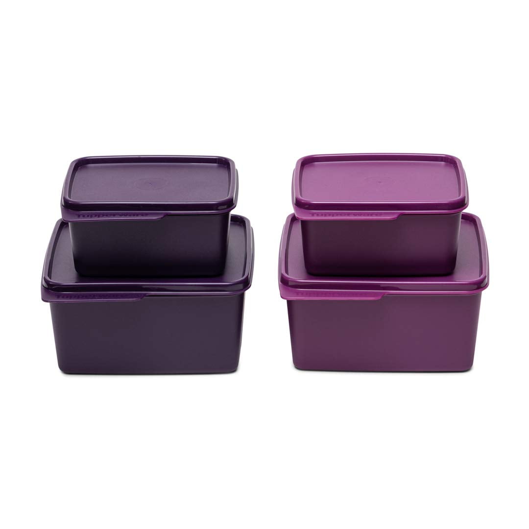 Tupperware Set Refriredondos 4 Containers For Refri Color: Purple