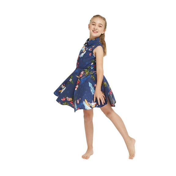 Girl Hawaiian Collar Shirt in Christmas Santa in Hawaii