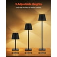 thumbnail image 4 of 2-Pack Cordless Table Lamp, Rechargeable Battery Desk Light, Adjustable Height, Black - Portable Nightstand Lamp for Bedroom, Office, 4 of 11