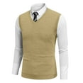 thumbnail image 2 of Huankd Men's Solid Sweater Vest Sleeveless Knit V Neck Spring Winter Casual Pullover Top Khaki M, 2 of 8