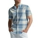 thumbnail image 2 of Blusa y camisa de manga corta con cuello vuelto para hombre, camisa informal con botones y estampado a cuadros, de manga corta y solapa., 2 of 6