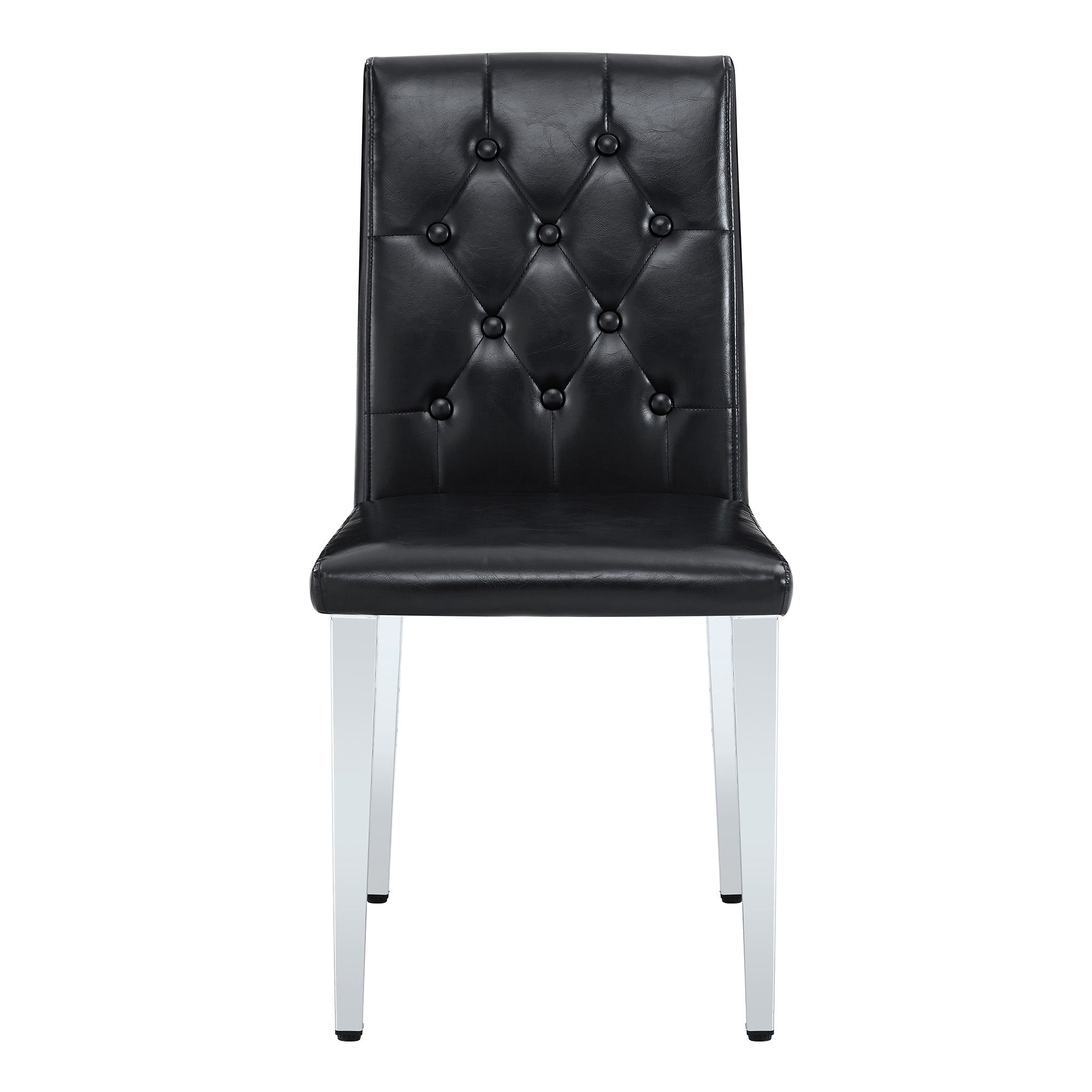 Sailvan PU Dining Chairs, 35 Inch Ergonomic Buckle Backrest with Silver Metal Legs
