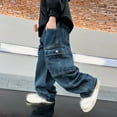 thumbnail image 6 of WEIYLL Boys Straight Leg Cargo Pants With Wide Legs Made Of Denim Pants for 15-16 Years, 6 of 8