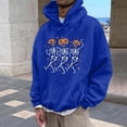 thumbnail image 2 of Hoodies Men Pumpkin Skull Hoodie Hooded Sweatshirt Halloween Partial Casual Pullover Top Crew Neck Sweatshirt Mens Blue XL, 2 of 4