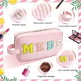 thumbnail image 3 of Qweryboo Chenille Letter Medicine Bag, Cute Preppy Seersucker Meds Bag Pink Medicine Bag Organizer Portable Travel Patch Makeup Bag for Women(Pink - MEDS), 3 of 8