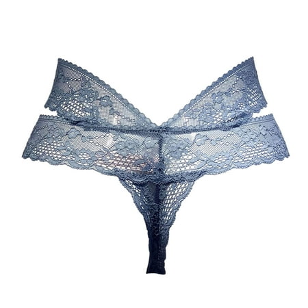 Aayomet Boxers For Women Panties Lace Lace For Through Thong Women Waist Cotton Low Hollow Out Women s Panties Blue L