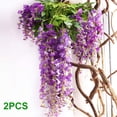 thumbnail image 5 of 2Pcs 7Ft/Pcs Artificial Wisteria Vine, Flower Garland Wisteria Vine Rattan Hanging Flowers for Outdoor Ceremony,White, 5 of 7