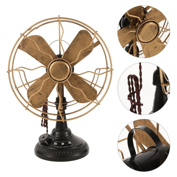 PBPBOX Metal Vintage Fan Table Ornament Retro Fan Model for Classic Home and Office Decor
