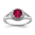 thumbnail image 1 of 925 Sterling Silver Rhodium-Plated Diamond and Created Ruby Ring, 1 of 2