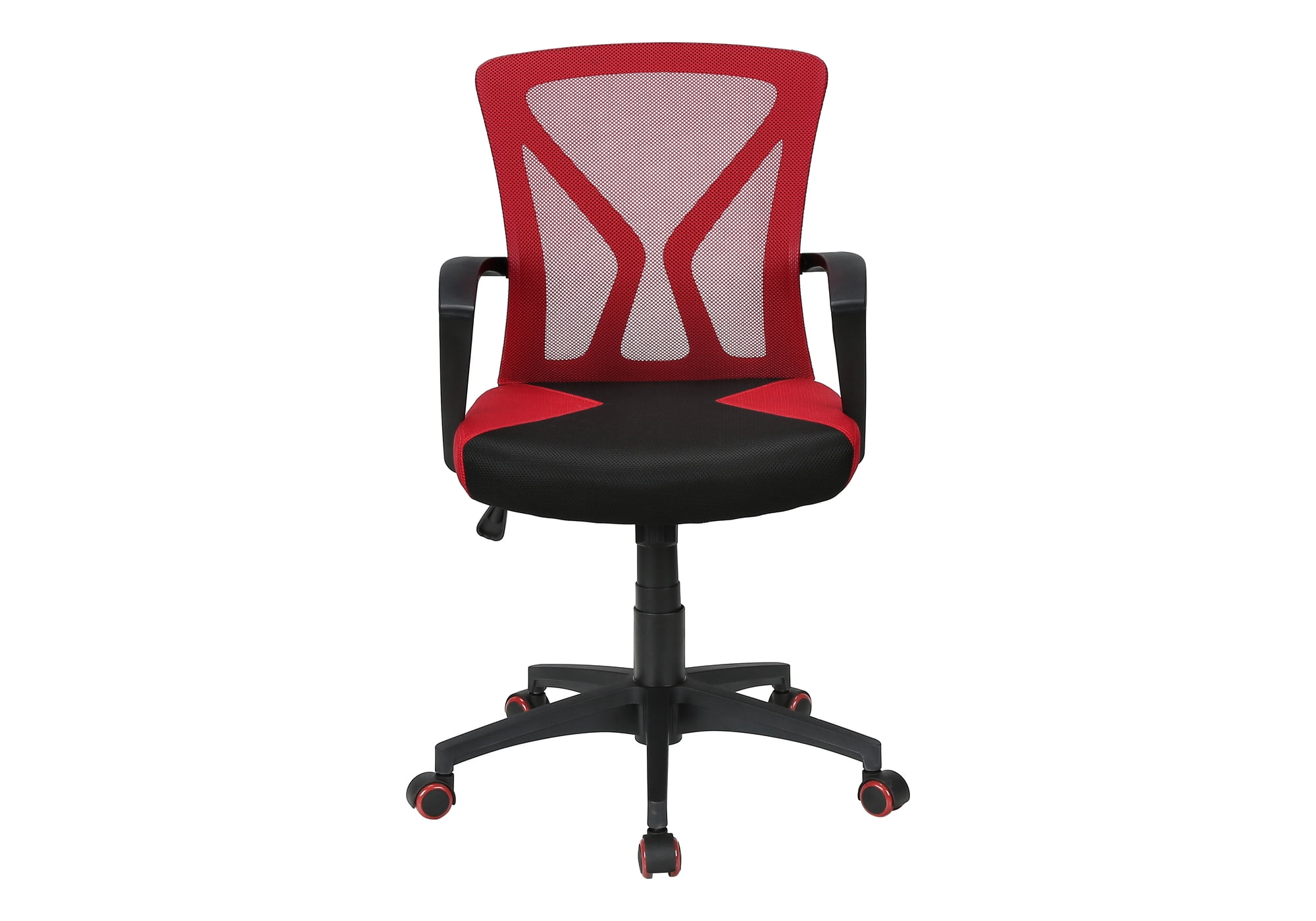 Monarch Specialties - Chaise De Bureau, Hauteur Réglable, Pivotant, Ergonomique, Accoudoir, Bureau Informatique, Travail, Maille Rouge, Métal Noir, Contemporain, Moderne