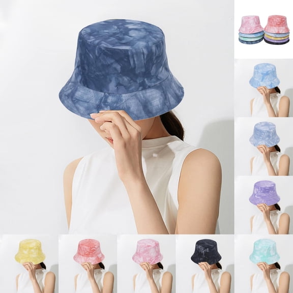 Unisex Tie-Dye Packable Bucket Hat - UPF 50 Sun Protection Beach Hat with Foldable Brim for Men & Women, Summer Washed Baseball Cap for Travel, Fishing, Outdoor