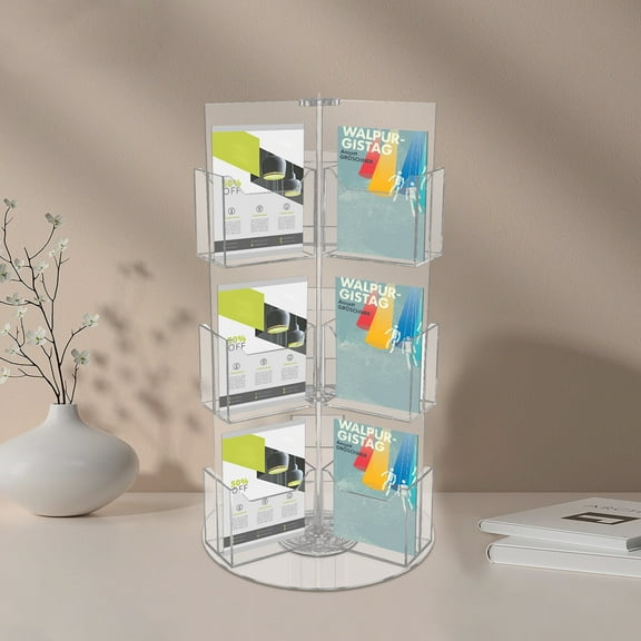 Rotating Acrylic Brochure Display Stand Document Storage Rack High Load-Bearing Display Stand