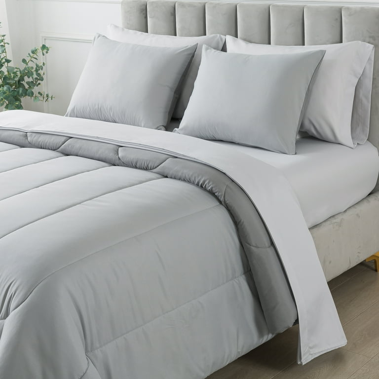 Mainstays 7-Piece Grey Bed in a Bag Comforter Set with Coverlet