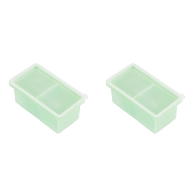 (2-Pack) Rinsvye Silicone Freezer Tray with Reusable Silicone Food Trays Lid Soup Freezer Container 2 Cup Extra Large Ice Cube Tray Makes 2 Perfect 250Ml Portions Cubes for Freezing Soup Stews Sauce