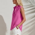 thumbnail image 6 of Noric Women's Cotton Linen Tank Tops Collared Button Up Casual Summer Loose Fit Sleeveless Tops, 6 of 8