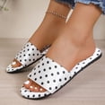 thumbnail image 5 of Samdudou Womens Summer Shoes Casual Flat Sandals Classic Polka Dot Print Open Toe Slip On Slides Wide Strap Smooth Fabric Beach Pool Vacation Footwear for Ladies, 5 of 6