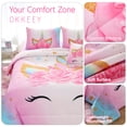 thumbnail image 5 of OKKEEY Smile Unicorn Twin Bedding Sets for Girls, 6 Pcs Kids Teens Comforter Set with Pink Flower Design, Machine Washable Bed in a Bag with Comforter, Sheets and Pillowcases, 5 of 10
