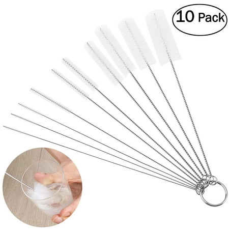 OUNONA 10pcs Nylon Tube Brushes Pipe Cleaning Brush for Drinking Straws Glasses Keyboards Jewelry Cleaning