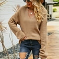 thumbnail image 2 of IROINNID Reduced Womens Sweater V-Neck Pullover Sweater Solid Color Comfy Short Length Long Sleeve Autumn Winter Sweater Tops, 2 of 9