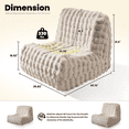 thumbnail image 3 of Ovios Bean Bag Chair Oversized Giant Lazy Floor Sofa Togo Couch for Adults and Kids Plush Faux Cloud Fireside Chair for Living Room Bedroom Dorm Office,Beige, 3 of 9