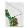 thumbnail image 2 of Letter D Soft Flannel Fleece Blanket, Pine Tree Pattern with Vibrant Colored Christmas Elements Alphabet Capital D Print, Cozy Plush for Indoor and Outdoor Use, 50" x 70", Multicolor, by Ambesonne, 2 of 5