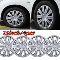 15" Silver Hubcaps/Wheel Covers for Most Cars,Set of 4 Snap on Car Truck SUV Hub Cap,ABS Material