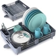 thumbnail image 1 of Extendable Dish Rack, Dual Part Dish Drainers with Non-Scratch and Movable Cutlery Drainer and Drainage Spout, Adjustable Dish Drying Rack for Kitchen, 1 Piece Grey, 1 of 7