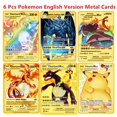 thumbnail image 1 of English Version Metal Card Anime Figure Pikachu Charizard Mewtwo Battle Trading Game Collection Cards Model Toy Gifts, 1 of 5
