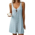 thumbnail image 4 of Censtreet Women Summer V-Neck Shorts Jumpsuit One Piece Bodysuit Pajama Sleeveless Bodycon Rompers Overall, 4 of 8