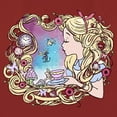 thumbnail image 2 of Women's Alice in Wonderland Artistic Alice Long Hair Tea Party Graphic Tee Red X Large, 2 of 4