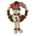 thumbnail image 1 of Christmas Wreath Welcome Snowman Sign Plush Winter Holiday Decor Front Door Wall Hanging Indoor Outdoor 18" x 12" (With Short Hat), 1 of 8