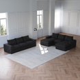 thumbnail image 3 of Corduroy Cloud Sectional Sofa with Chaise, L-Shaped Modern Upholstered Sectional Sofa with Three pillows, Corduroy Sectional Sofa for Living Room and Bedroom, No Assembly Required (Black), 3 of 11