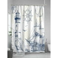 thumbnail image 5 of Blue Nautical Boat Shower Curtain, Classic Ocean Lighthouse Bathroom Decor Curtains Set with Hooks, Sailing Anchor Waterproof Fabric Home Accessories， 60 X 72 Inch Long, 5 of 6