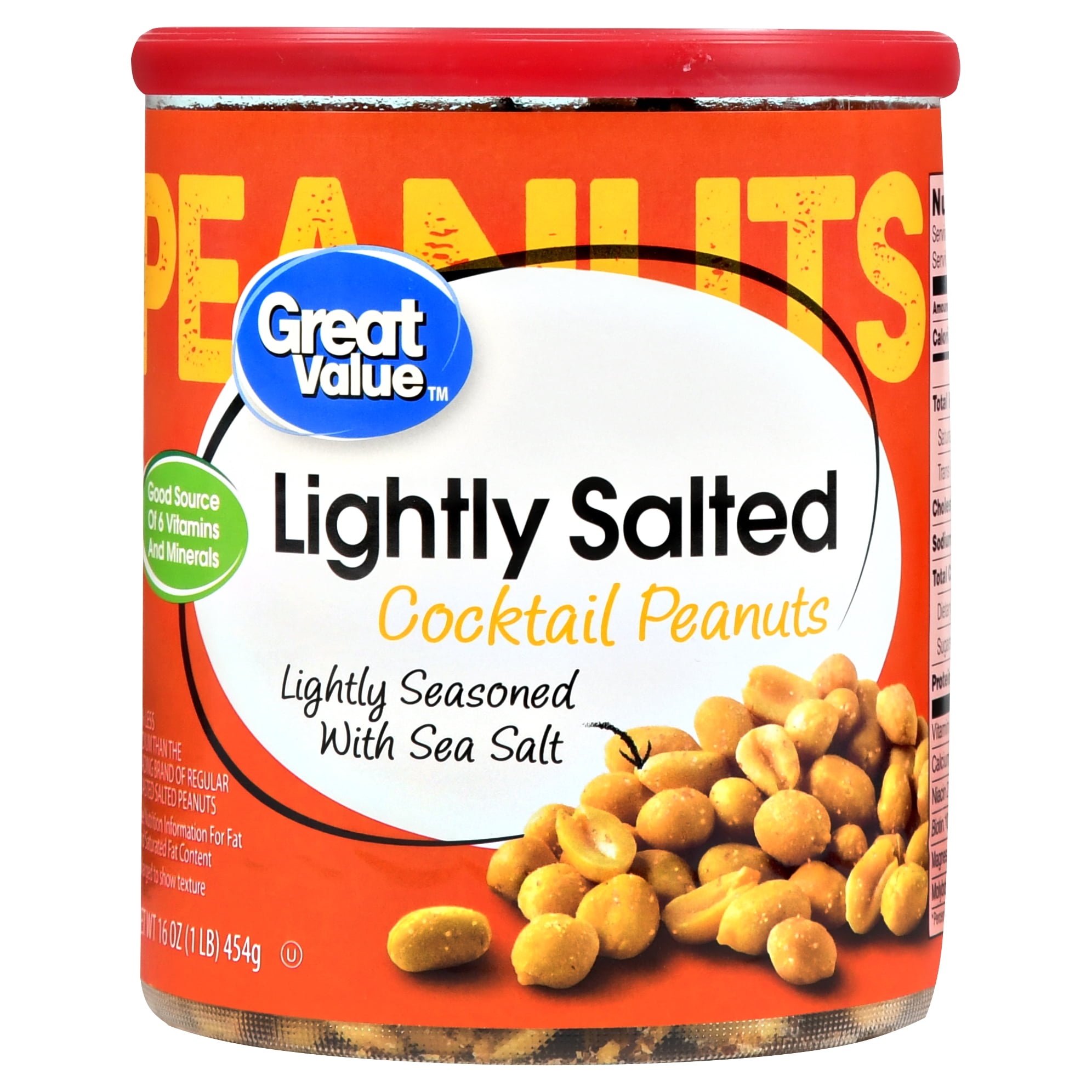 Great Value Lightly Salted Cocktail Peanuts, 16 oz