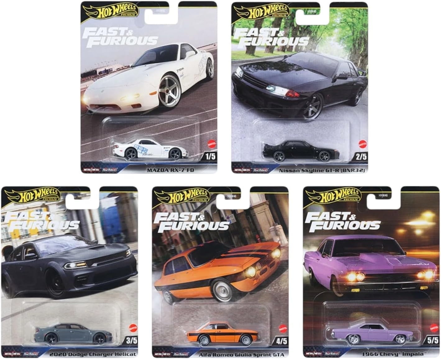 Hot Wheels Cars, Premium Fast & Furious Tokyo Drift Bundle of 5 1